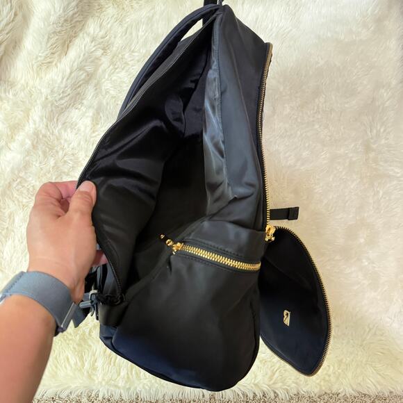 Buffbunny Game Changer backpack featuring gold hardware